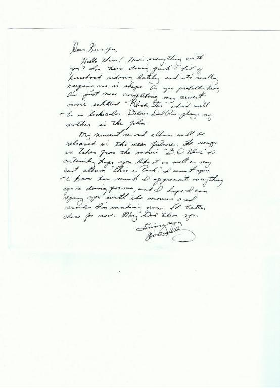 Ein Brief von Elvis an Jürgen Seydel